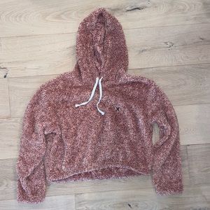 Pink fuzzy cropped sweatshirt, size small